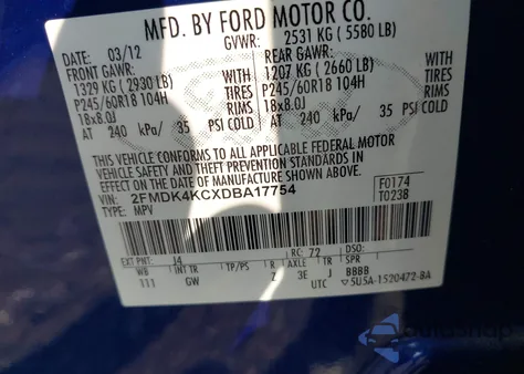 2013 Ford Edge Limited from USA, damaged, VIN 2FMDK4KCXDBA17754